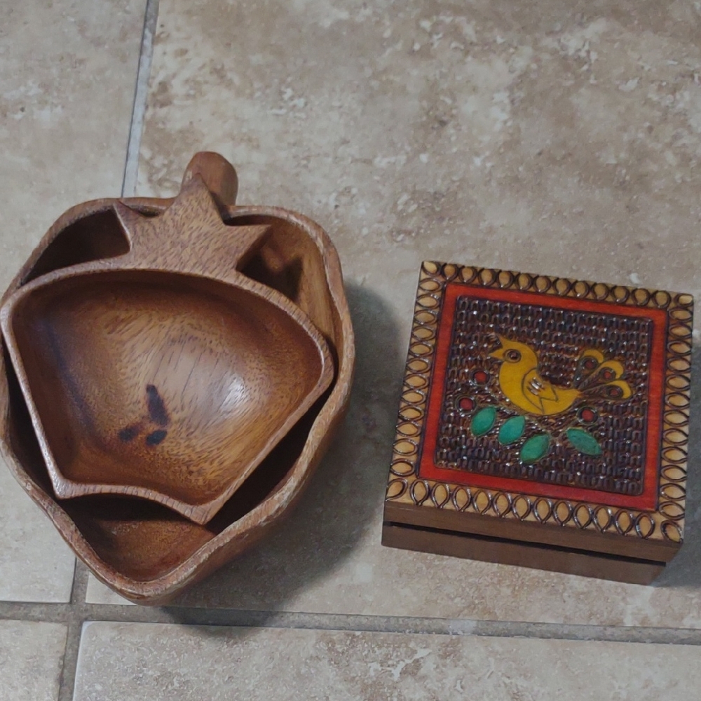 Wooden Bowls and Decorative Box Set